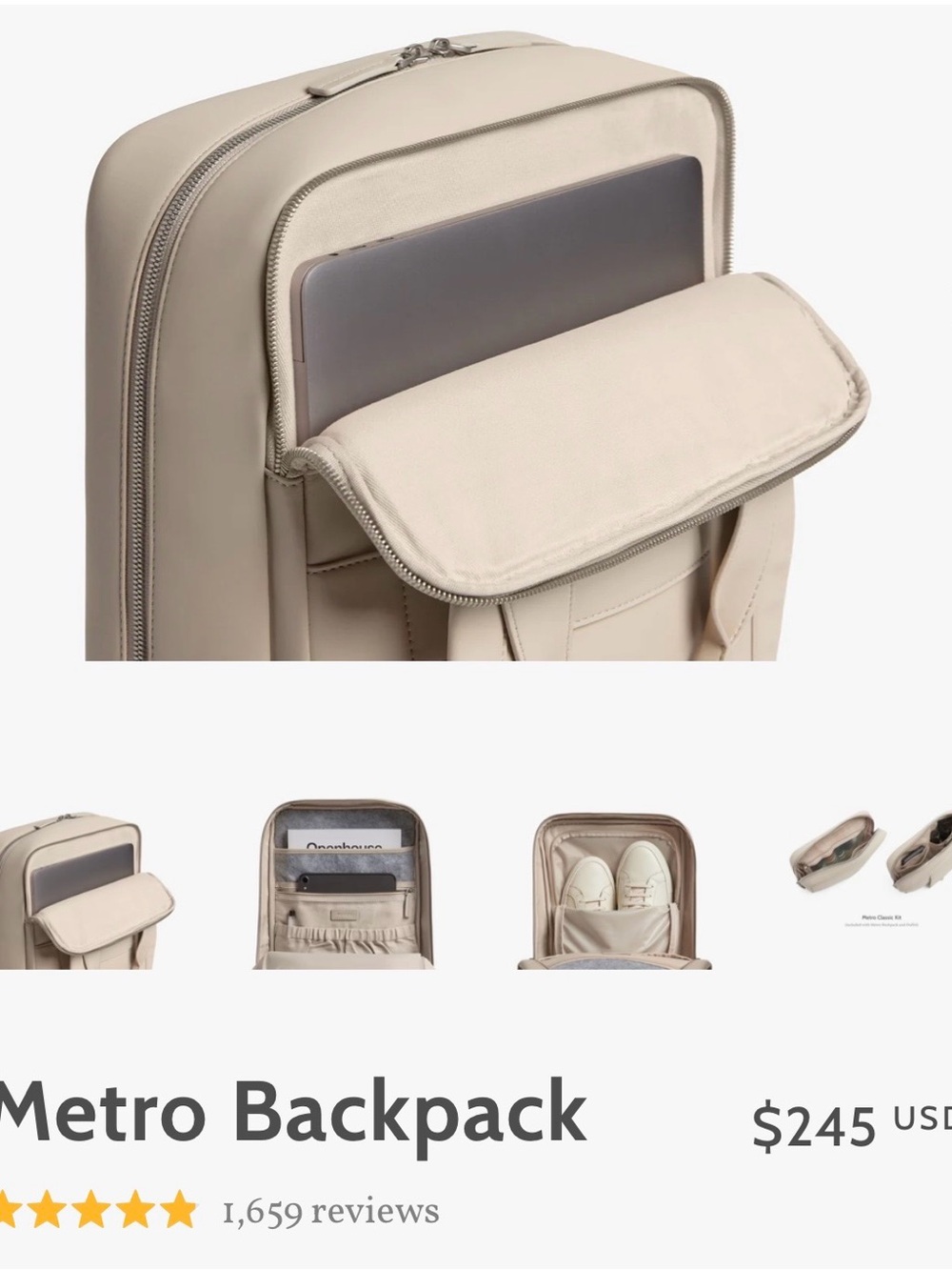 Metro Backpack - Beige - - Picture 4 of 17